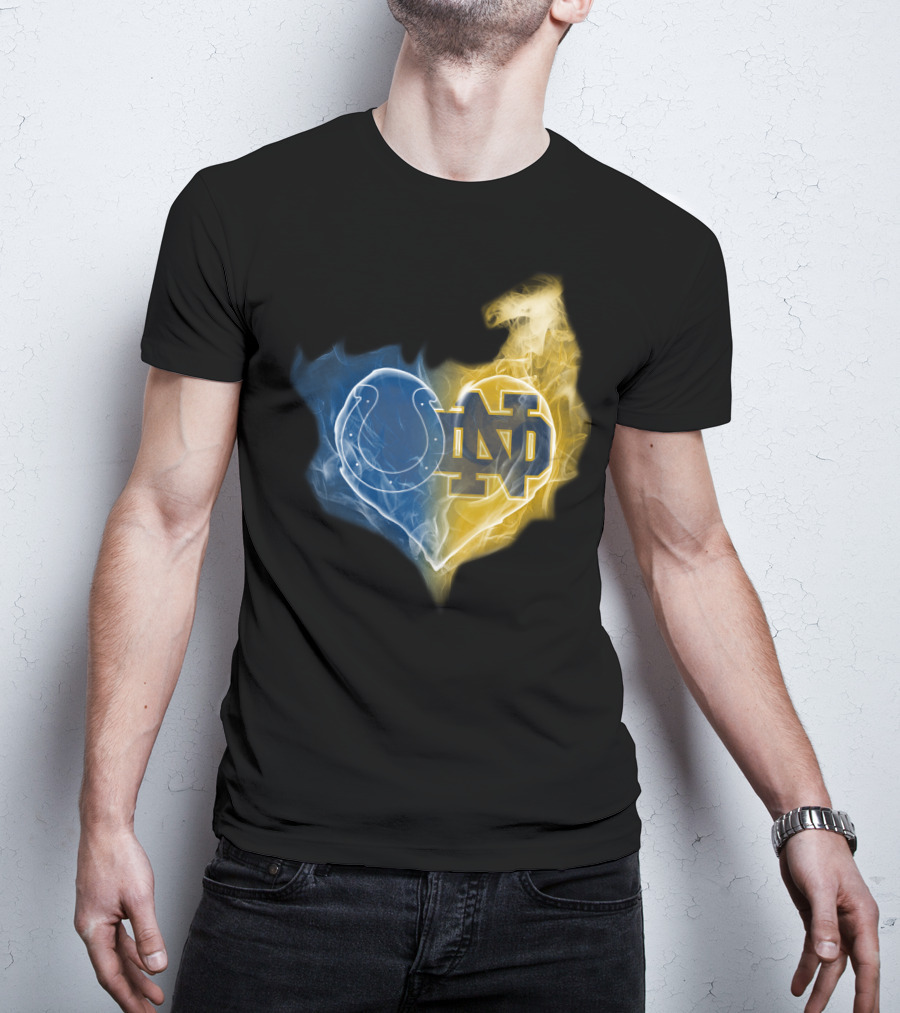 Colts Notre Dame Fighting Irish Flame Heart T-Shirt