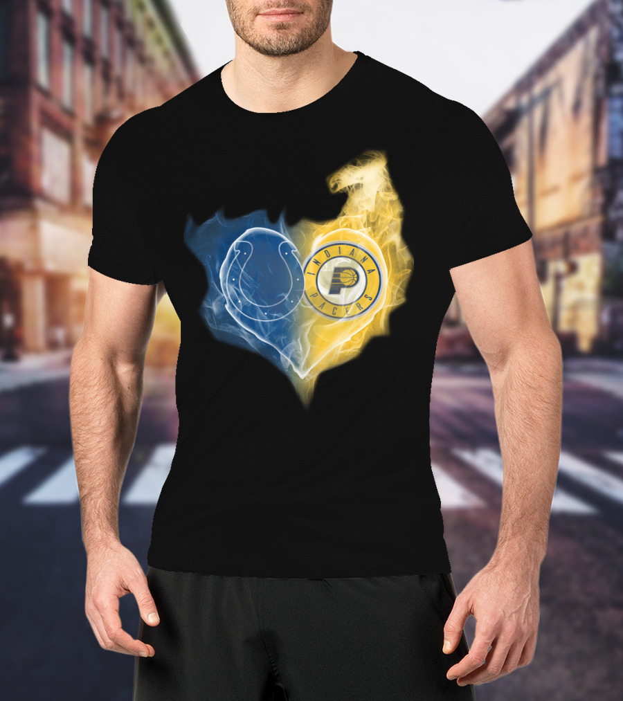 Colts Indiana Pacers Heart Logo Fusion T-Shirt