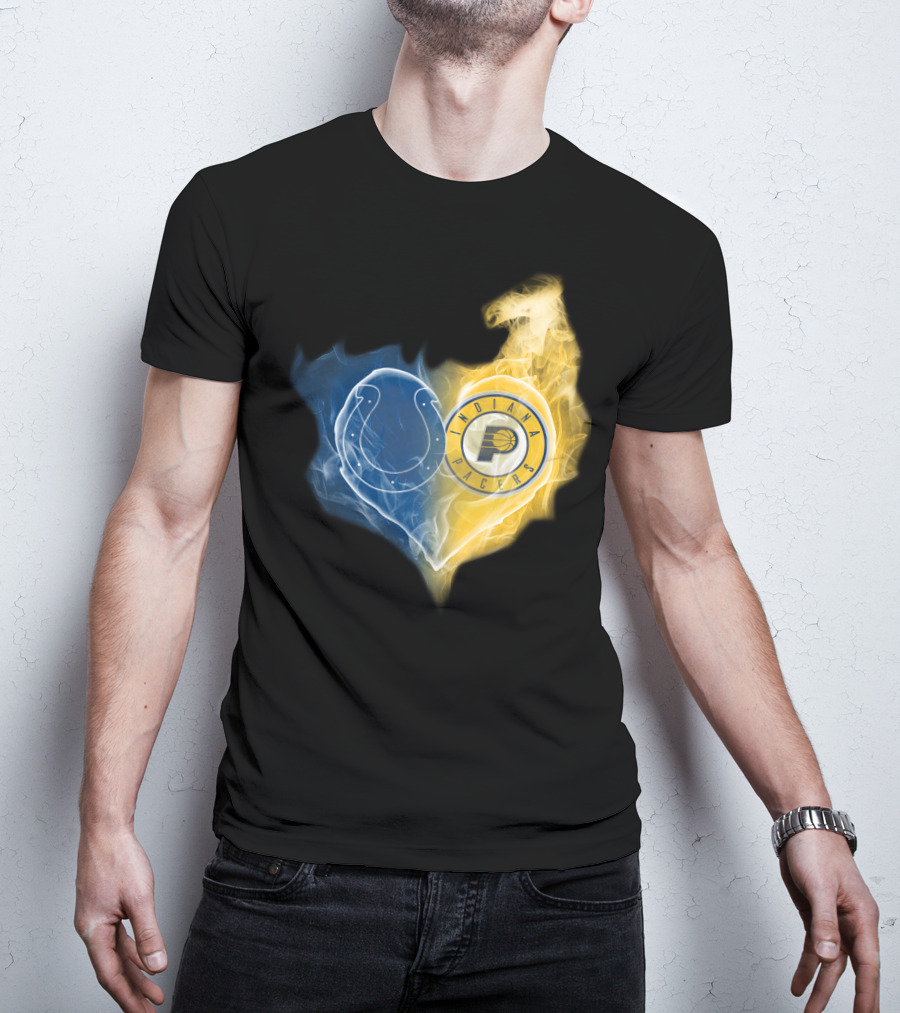 Colts Indiana Pacers Heart Logo Fusion T-Shirt