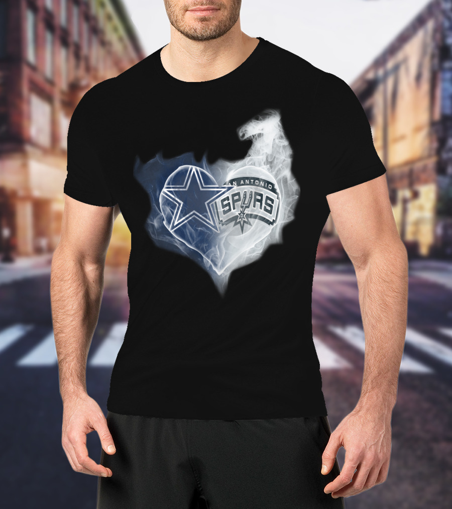 Cowboys San Antonio Spurs Heart Smoke T-Shirt