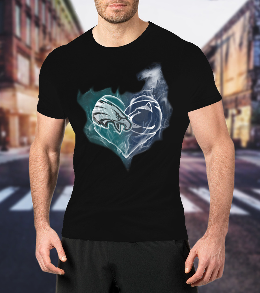 Philadelphia Eagles Penn State Nittany Lions Heart Smoke T-Shirt