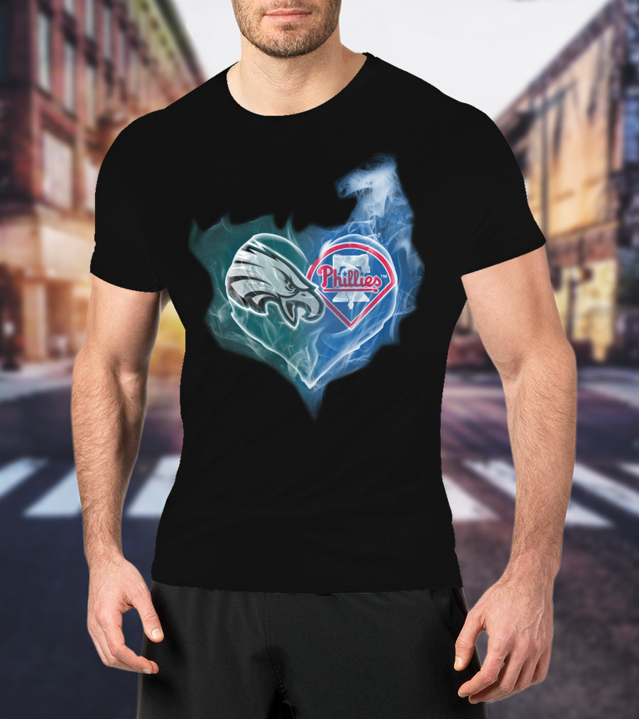 Philadelphia Eagles Phillies Heart T-Shirt