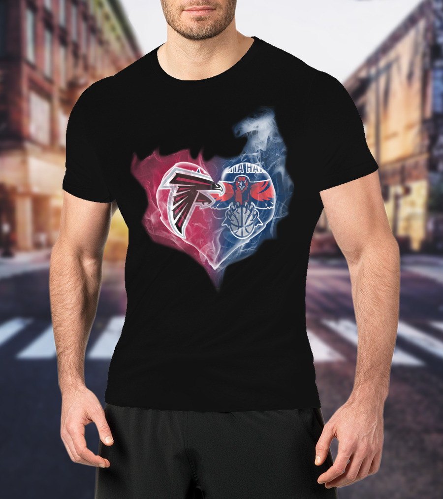 Falcons Atlanta Hawks Heart Logo Fusion T-Shirt