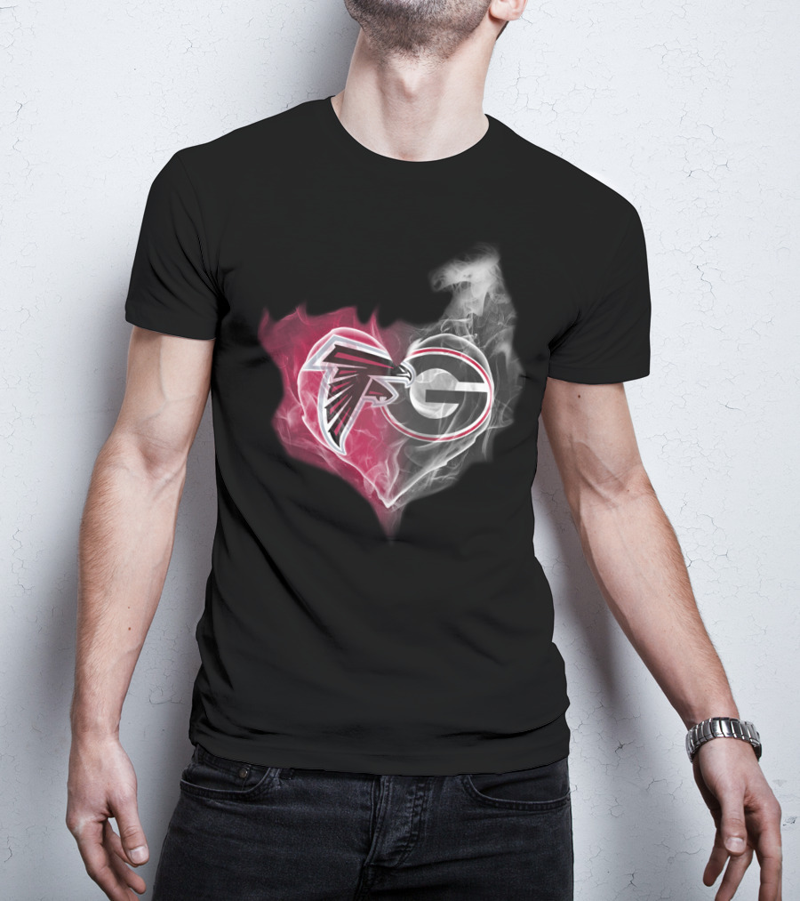 Atlanta Falcons Georgia Bulldogs Heart Smoke T-Shirt