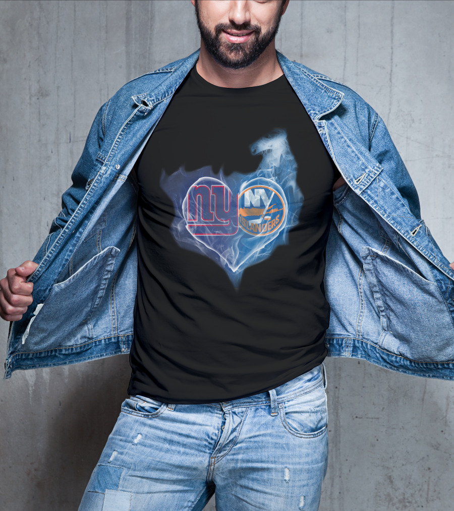 NY Giants Islanders Heart Smoke T-Shirt