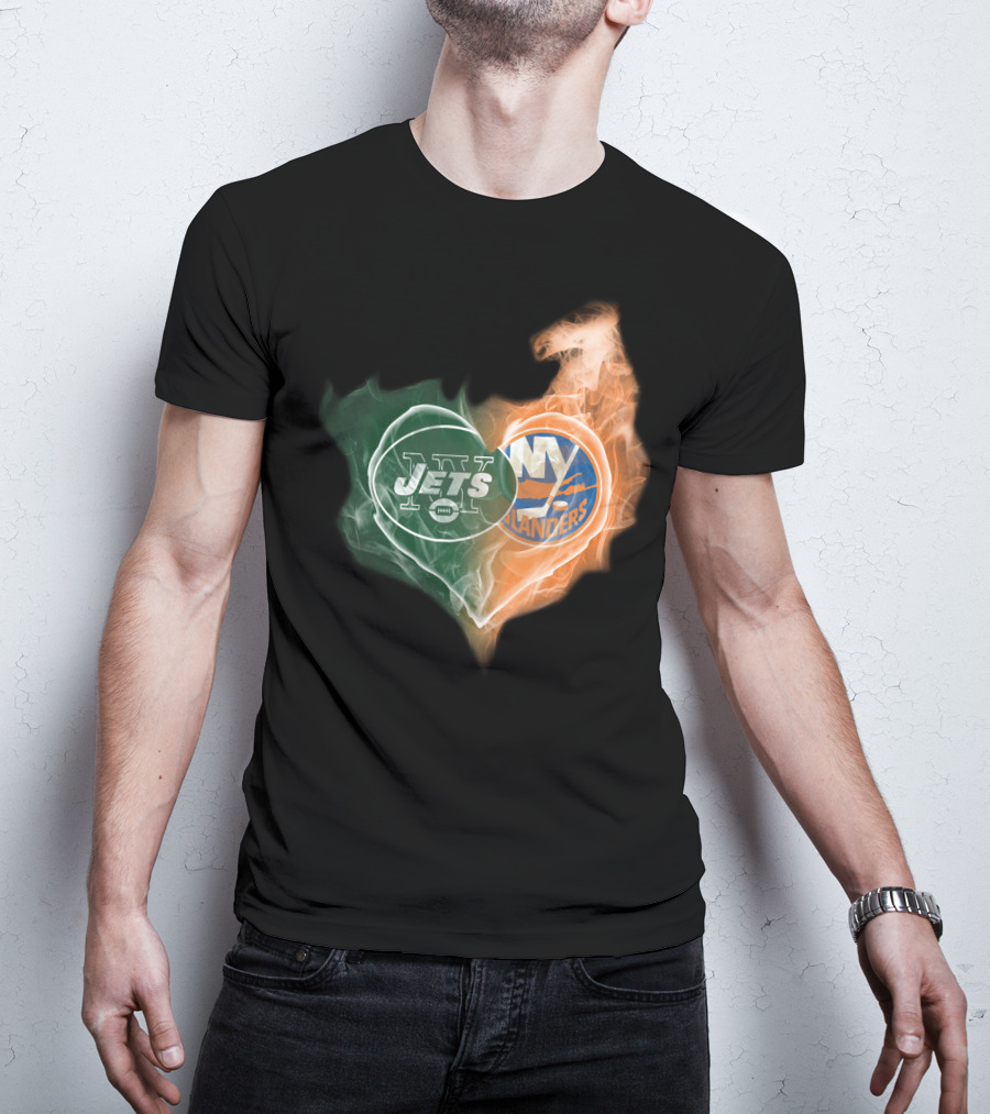 Jets New York Islanders Heart Smoke Fusion T-Shirt