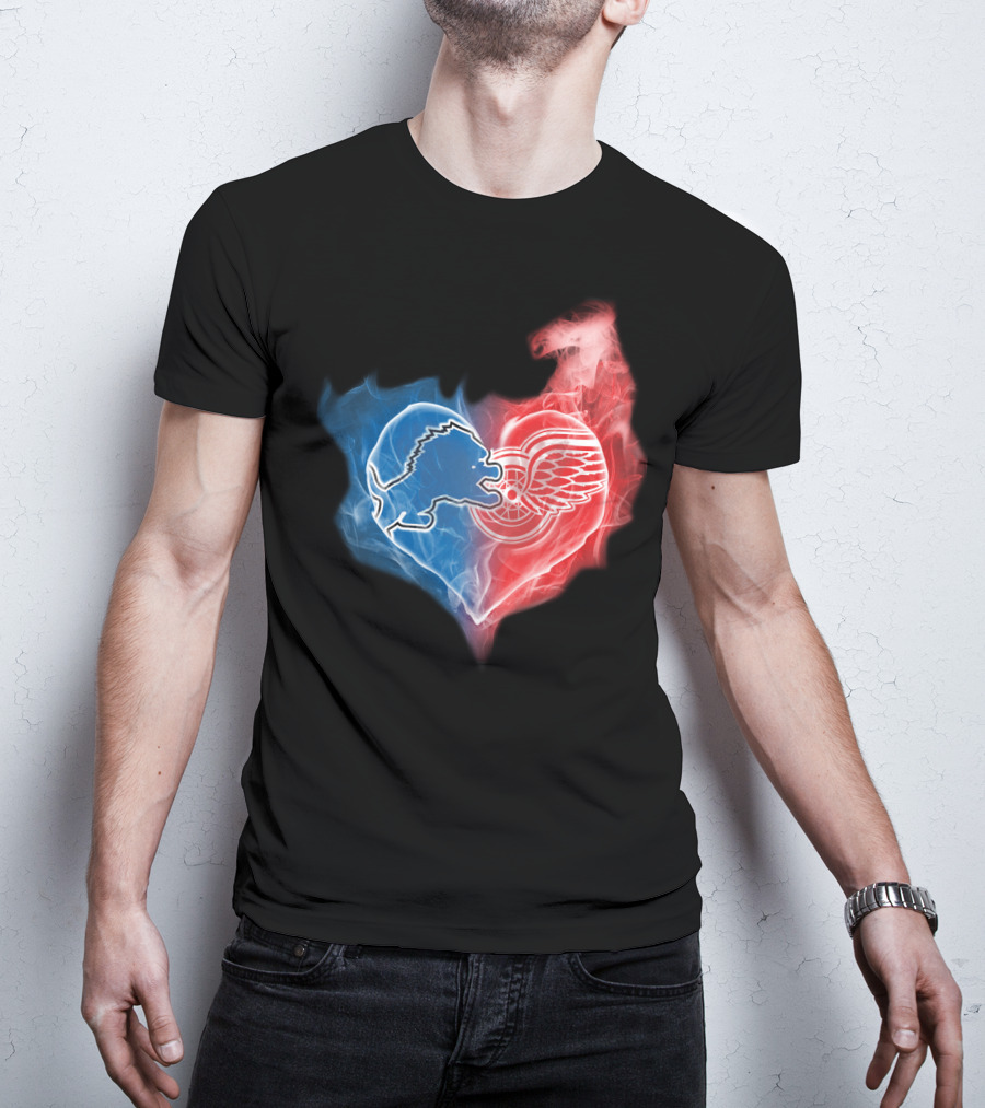 Detroit Lions Red Wings Heart T-Shirt