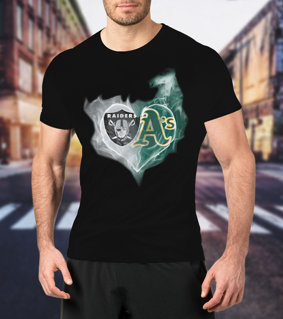 Raiders A's Heart Smoke T-Shirt