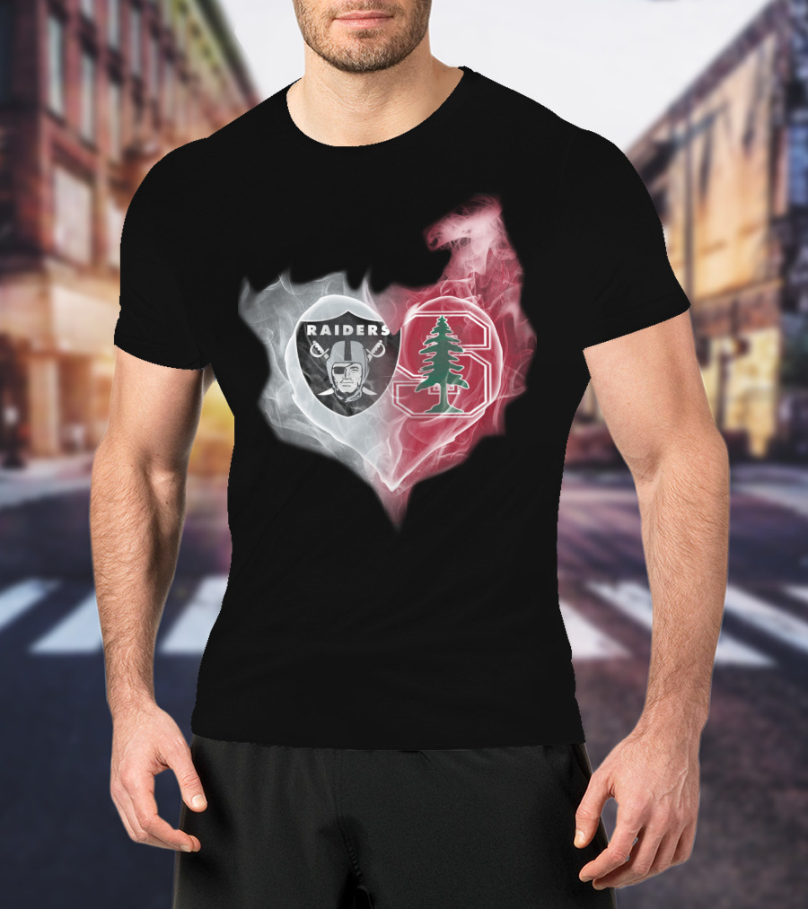 Raiders Stanford Cardinal Heart Emblem Fusion T-Shirt