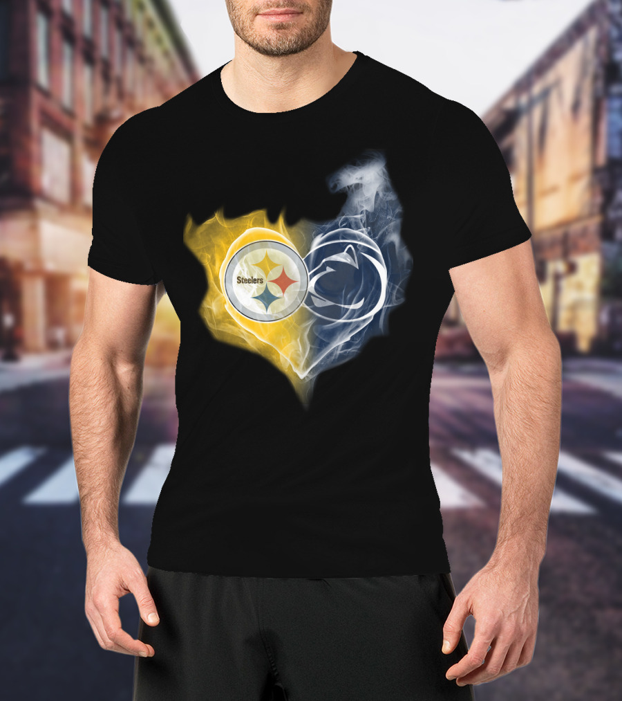 Steelers Penn State Nittany Lions Heart Flame T-Shirt