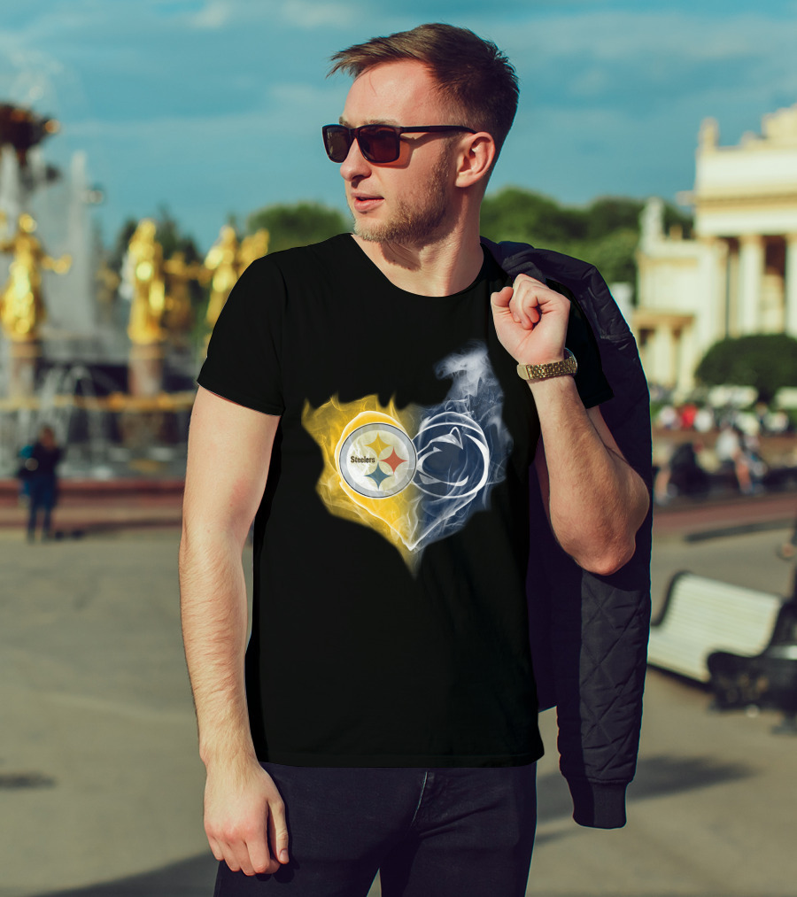 Steelers Penn State Nittany Lions Heart Flame T-Shirt