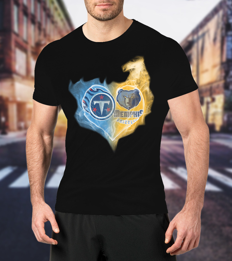 Tennessee Titans Memphis Grizzlies Heart Fusion T-Shirt