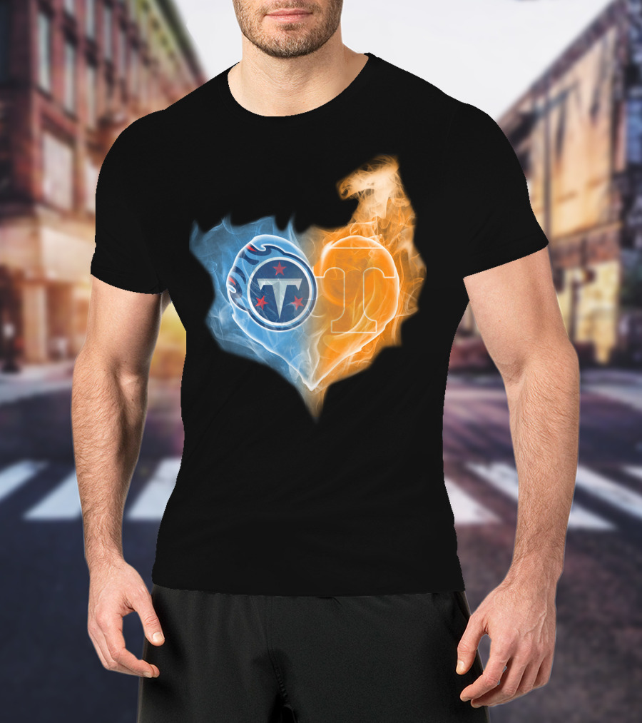 Tennessee Titans Volunteers Flaming Heart Emblem T-Shirt