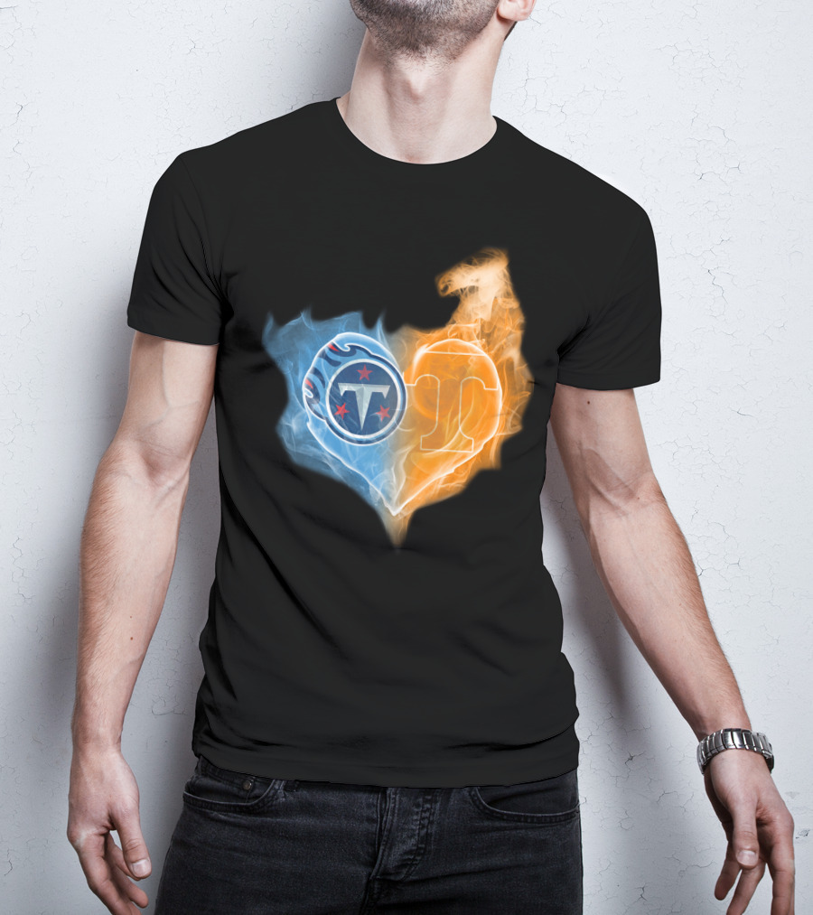 Tennessee Titans Volunteers Flaming Heart Emblem T-Shirt