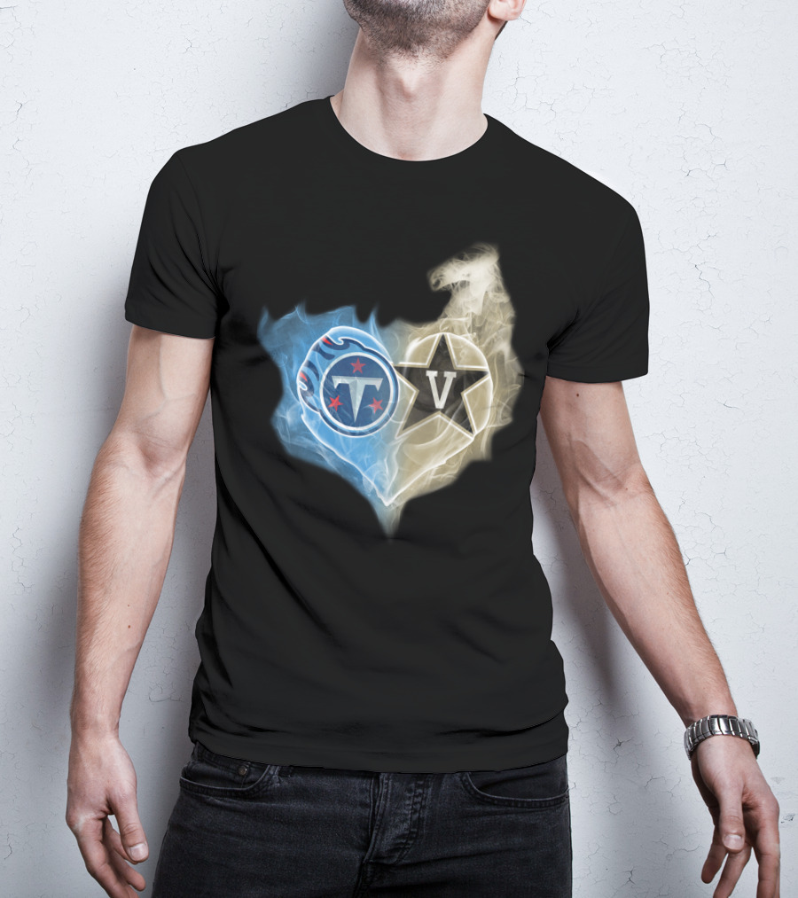 Tennessee Titans Vanderbilt Commodores Smoke Heart Fusion T-Shirt