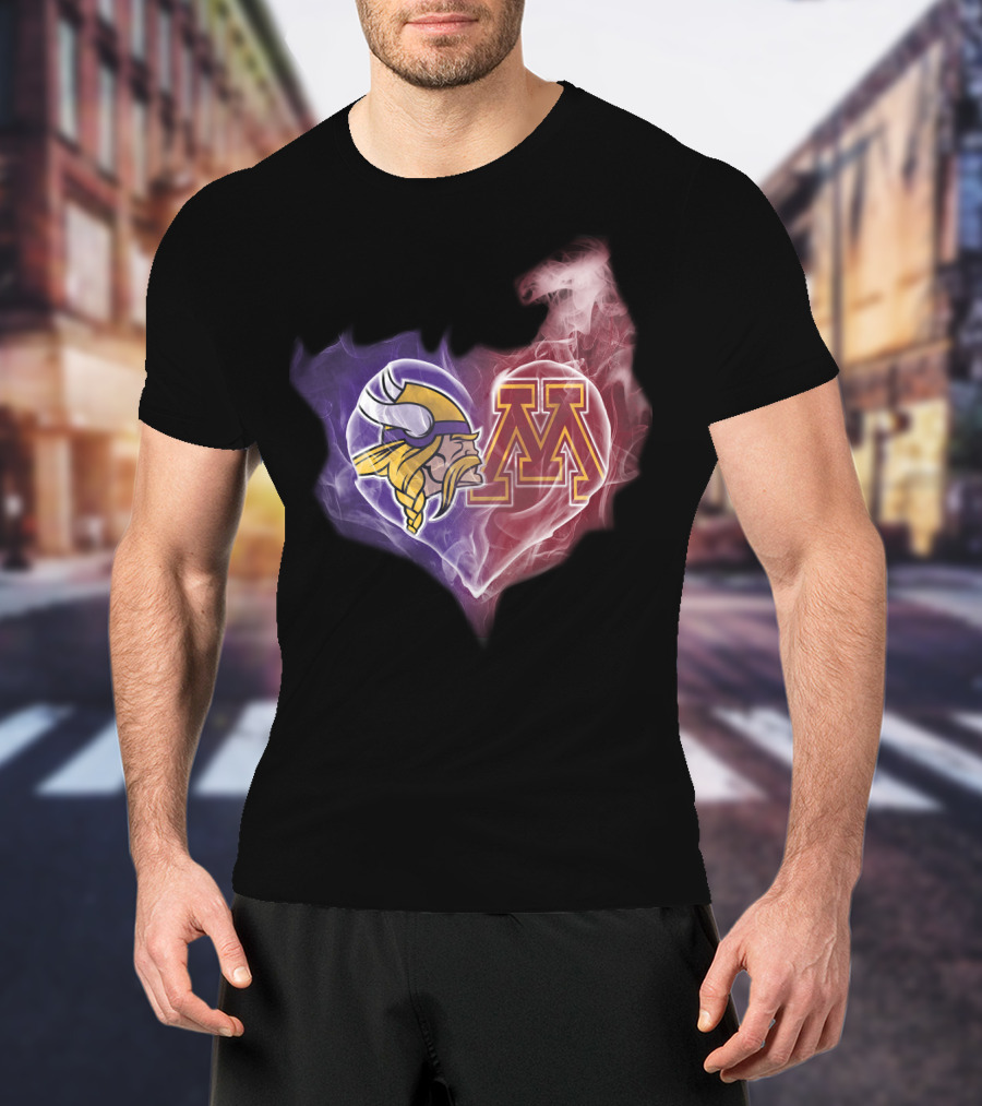 Vikings Minnesota Purple Gold Heart M T-Shirt