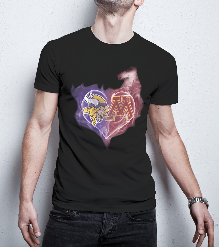 Vikings Minnesota Purple Gold Heart M T-Shirt