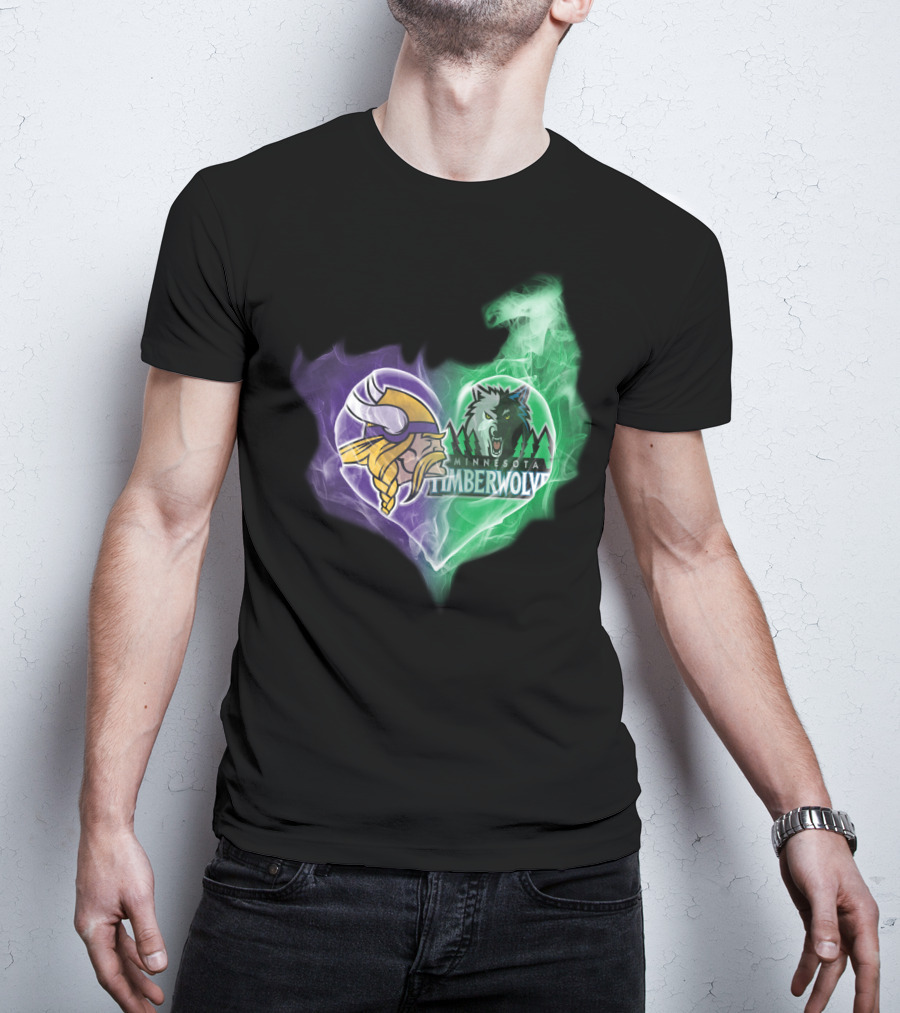 Vikings Minnesota Timberwolves Heart Logo Fusion T-Shirt
