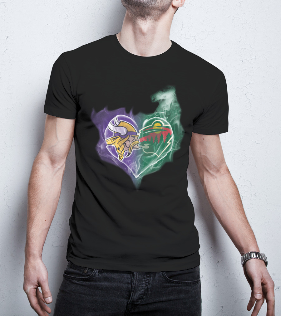 Vikings Minnesota Wild Heart Logo Fusion T-Shirt