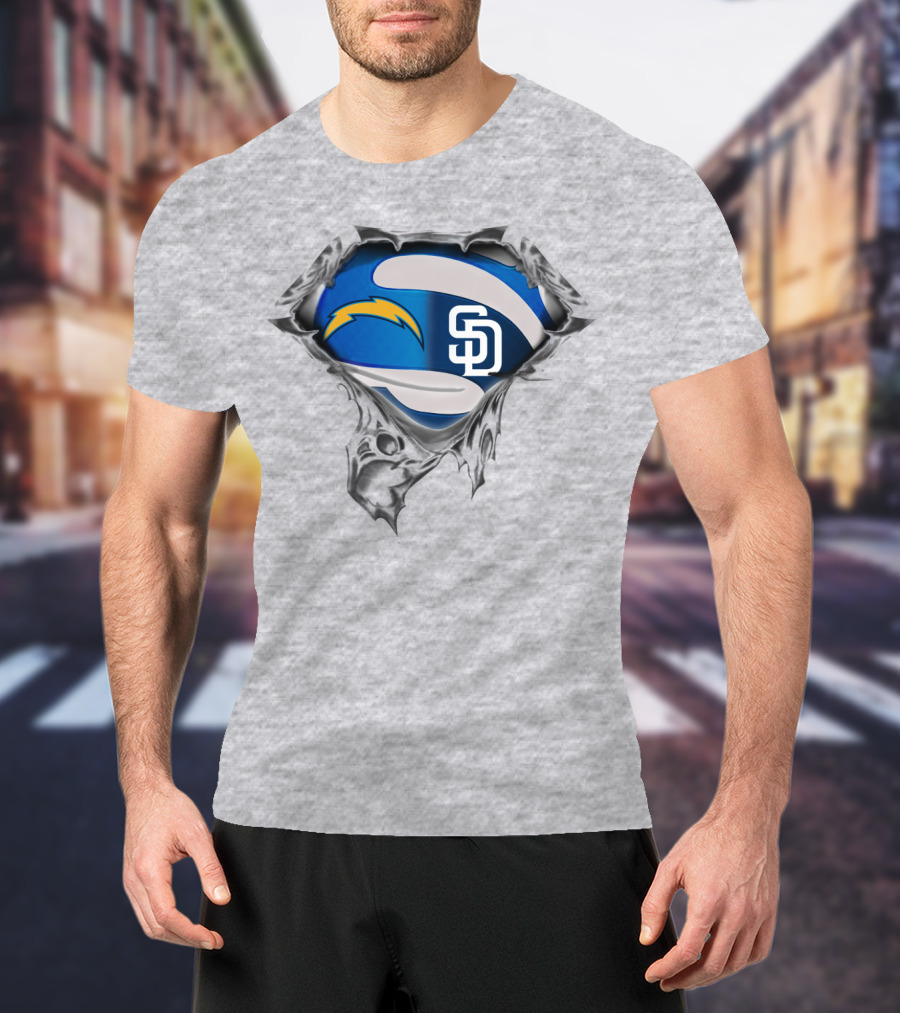 Chargers Padres Superhero Logo Fusion T-Shirt