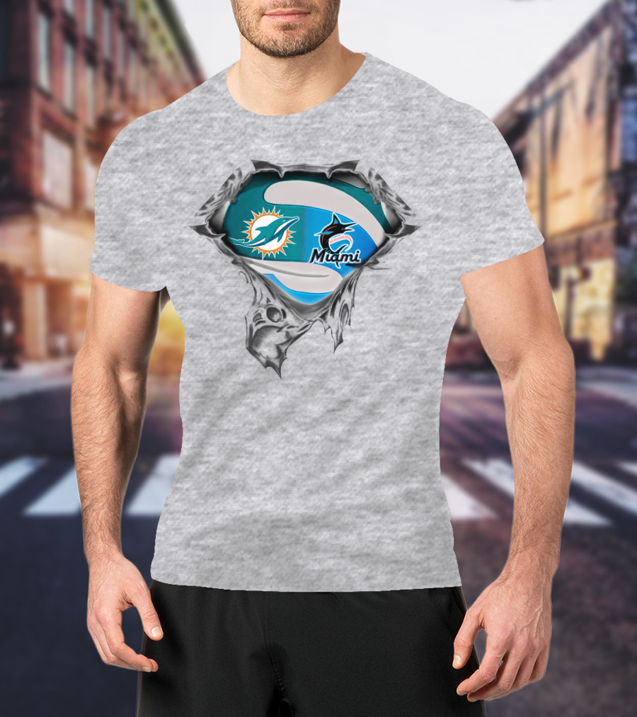 Miami Dolphins Marlins Logos T-Shirt