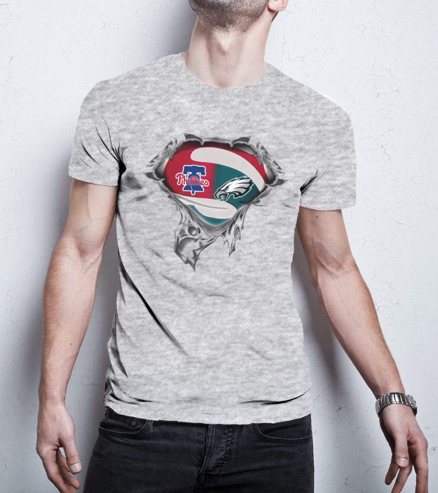 Phillies Eagles Logo Mashup Superhero Style T-Shirt