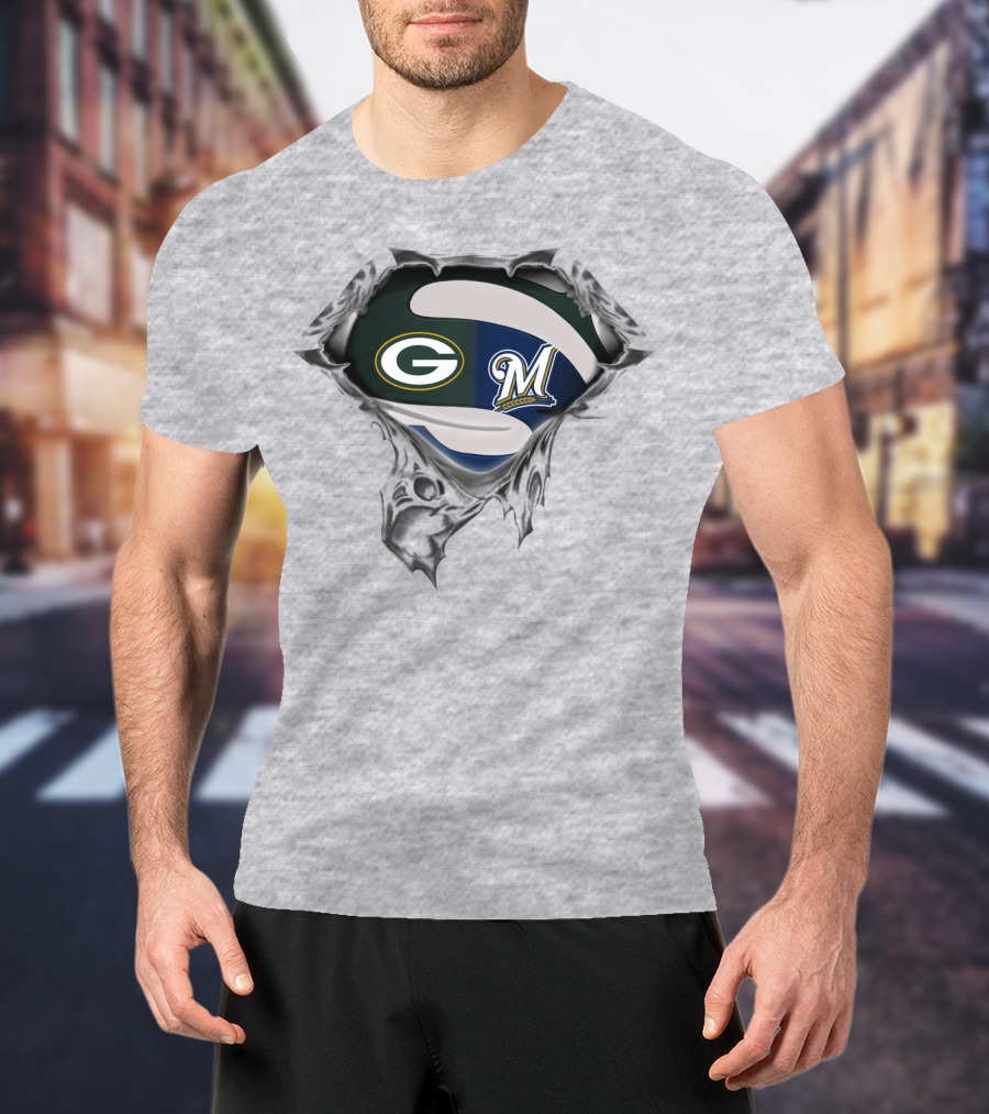 Green Bay Packers Milwaukee Brewers Logo Mashup T-Shirt