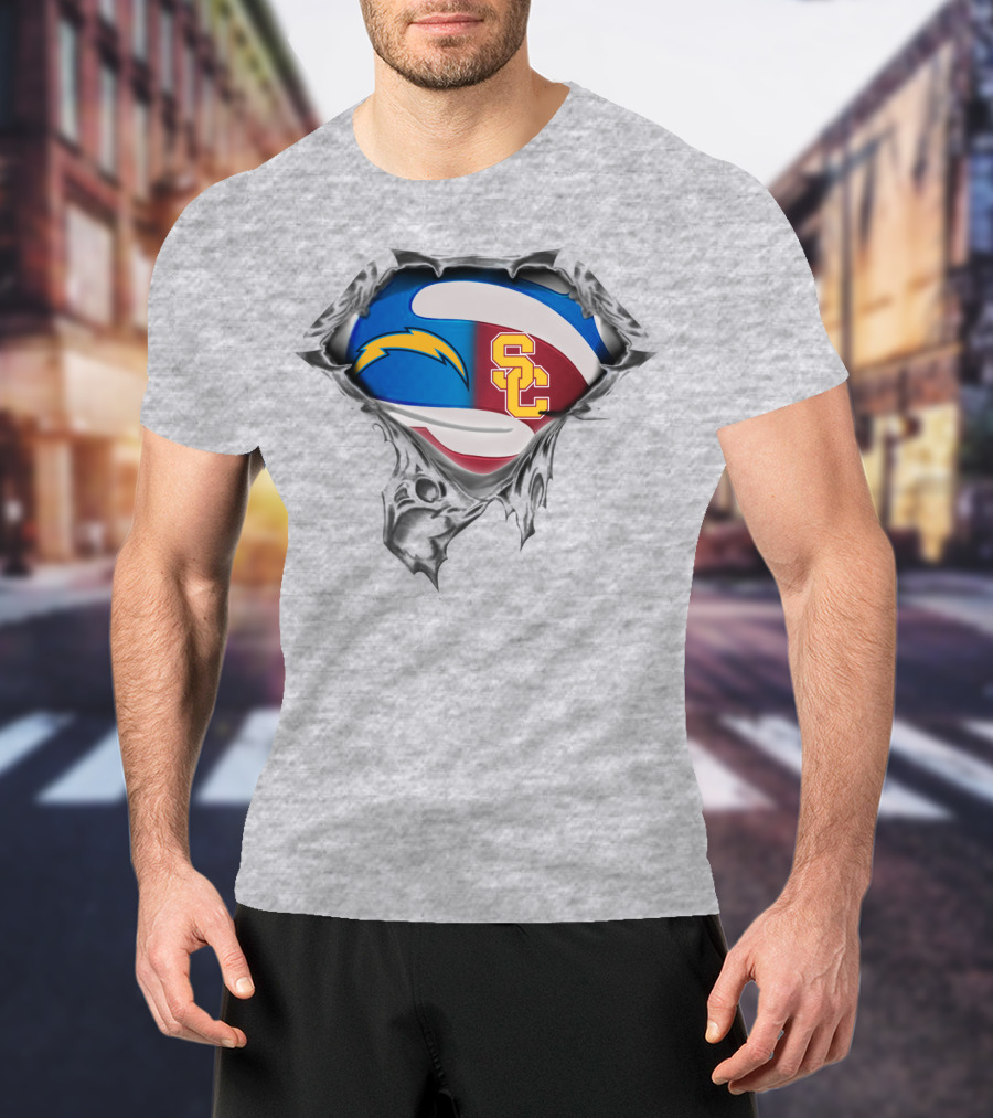 Chargers Usc Trojans Football Hybrid T-Shirt
