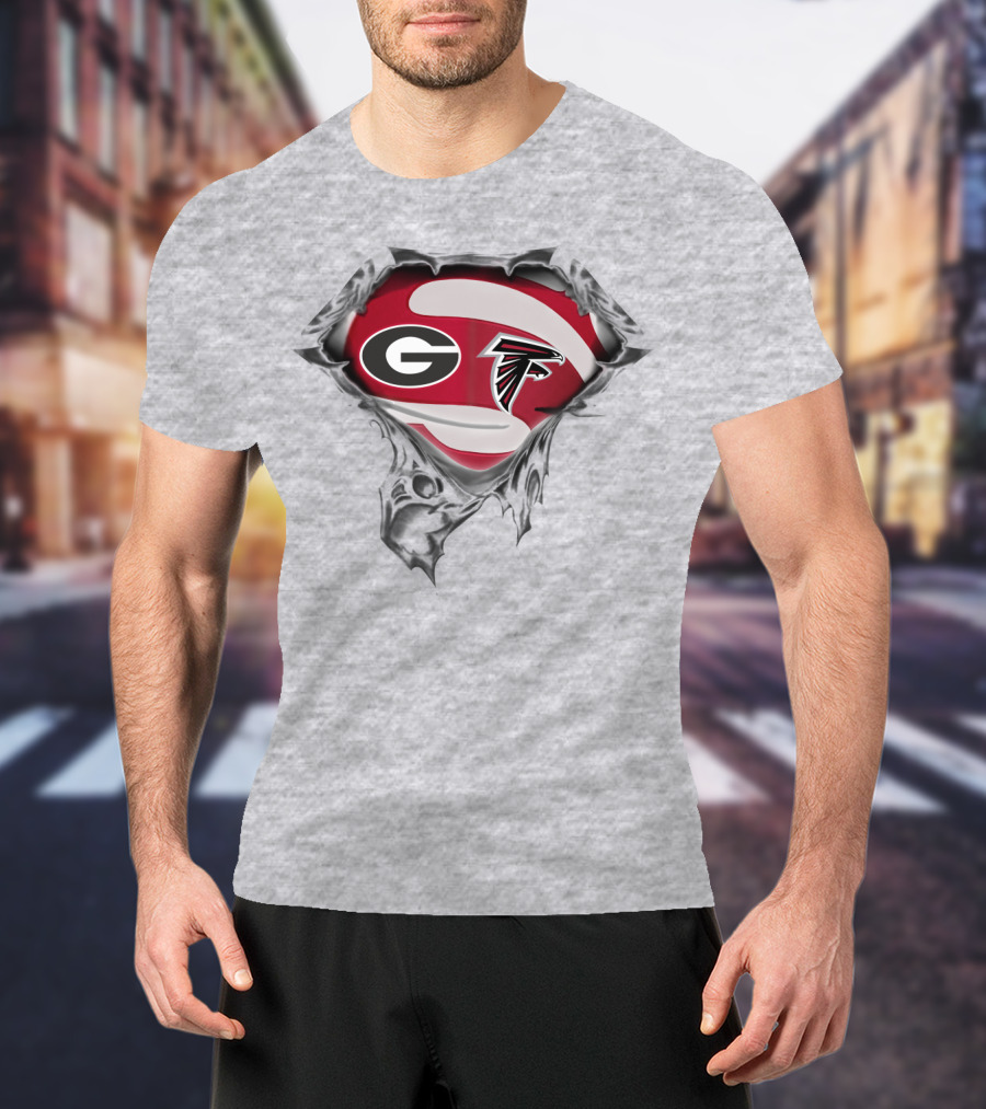 Georgia Bulldogs Atlanta Falcons Logo Mashup T-Shirt