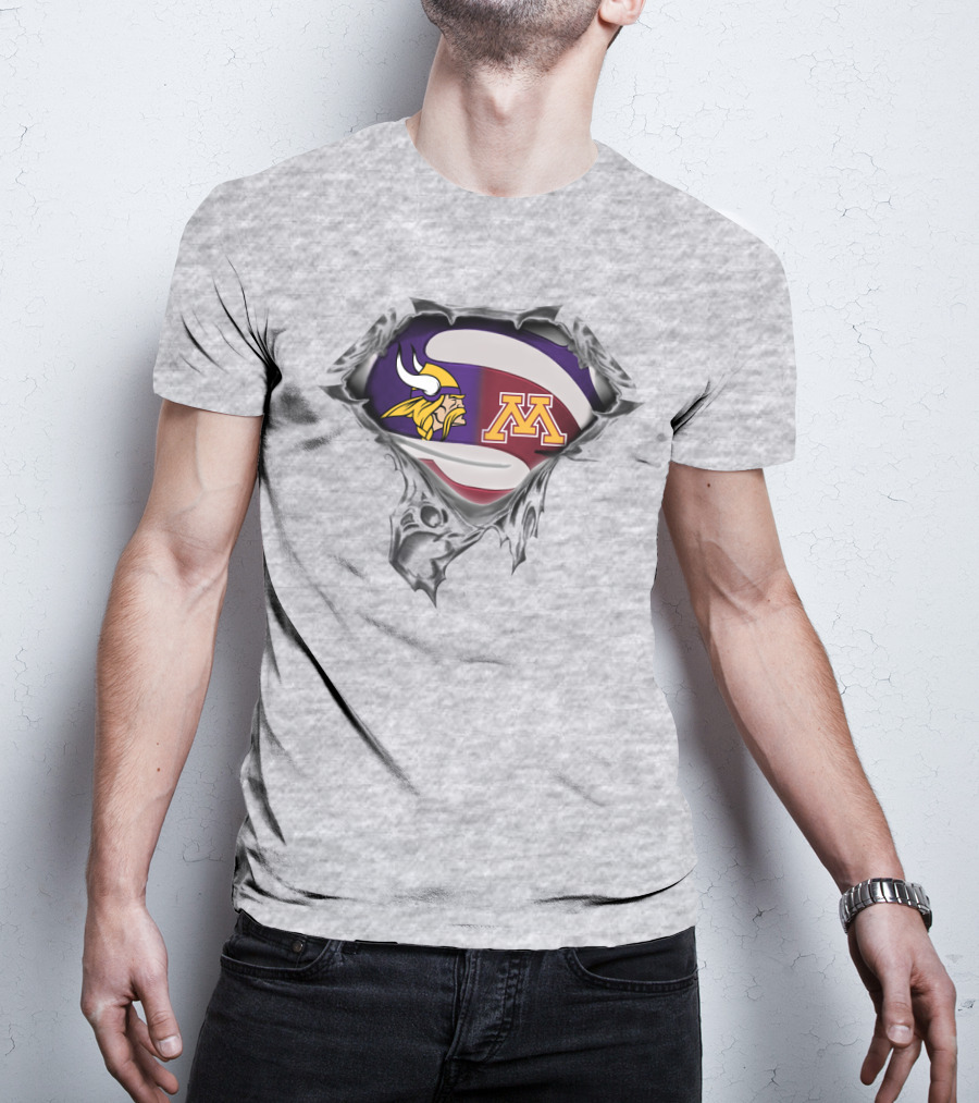 Vikings Minnesota Golden Gophers Logo Superhero Shield T-Shirt