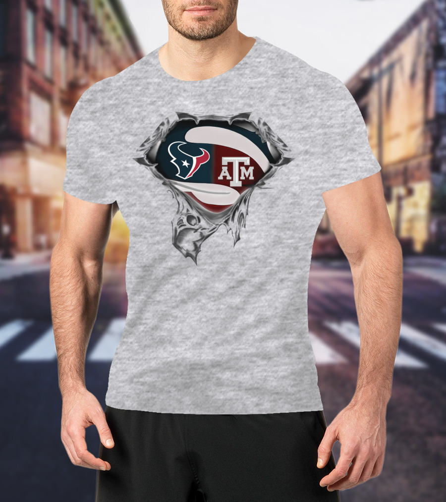 Texans A&M Aggies Logo Fusion Superhero Symbol T-Shirt