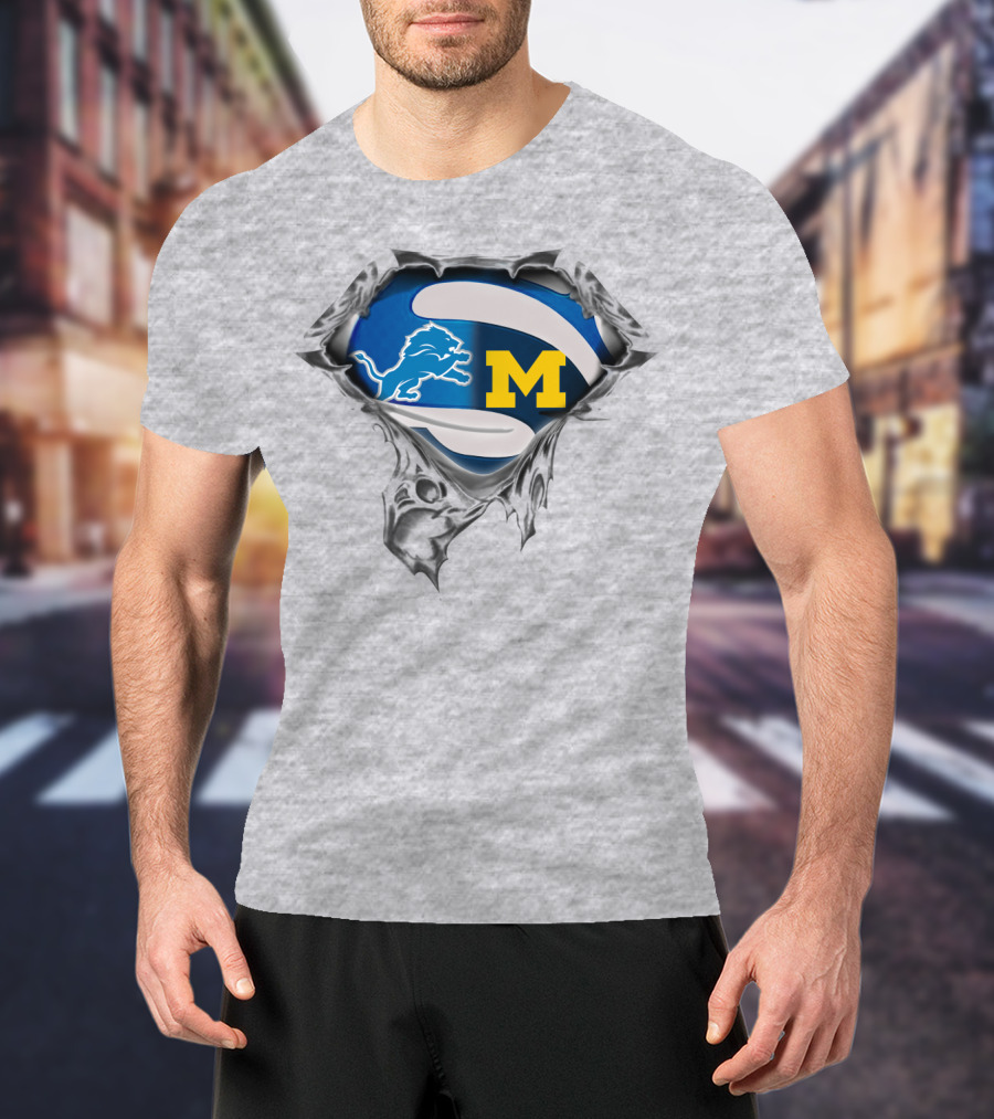 Detroit Lions And Michigan Wolverines Tearing Through T-Shirt