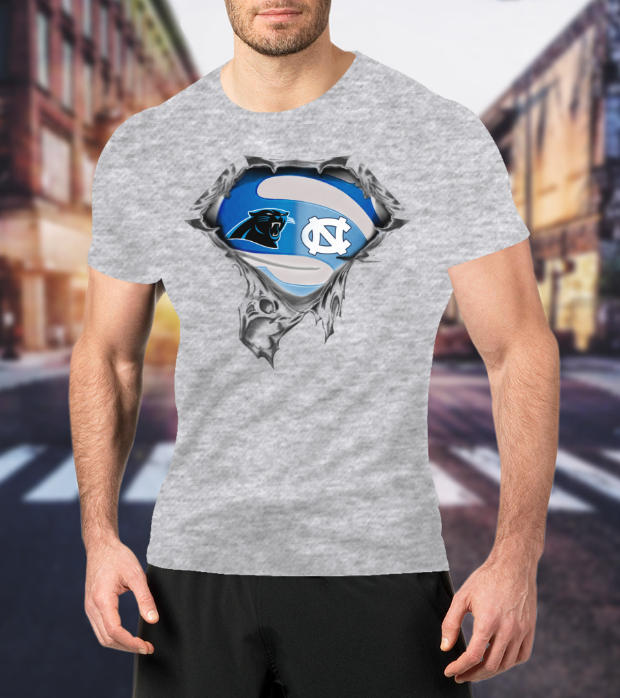 Carolina Panthers Tar Heels Nc Logo Mashup T-Shirt