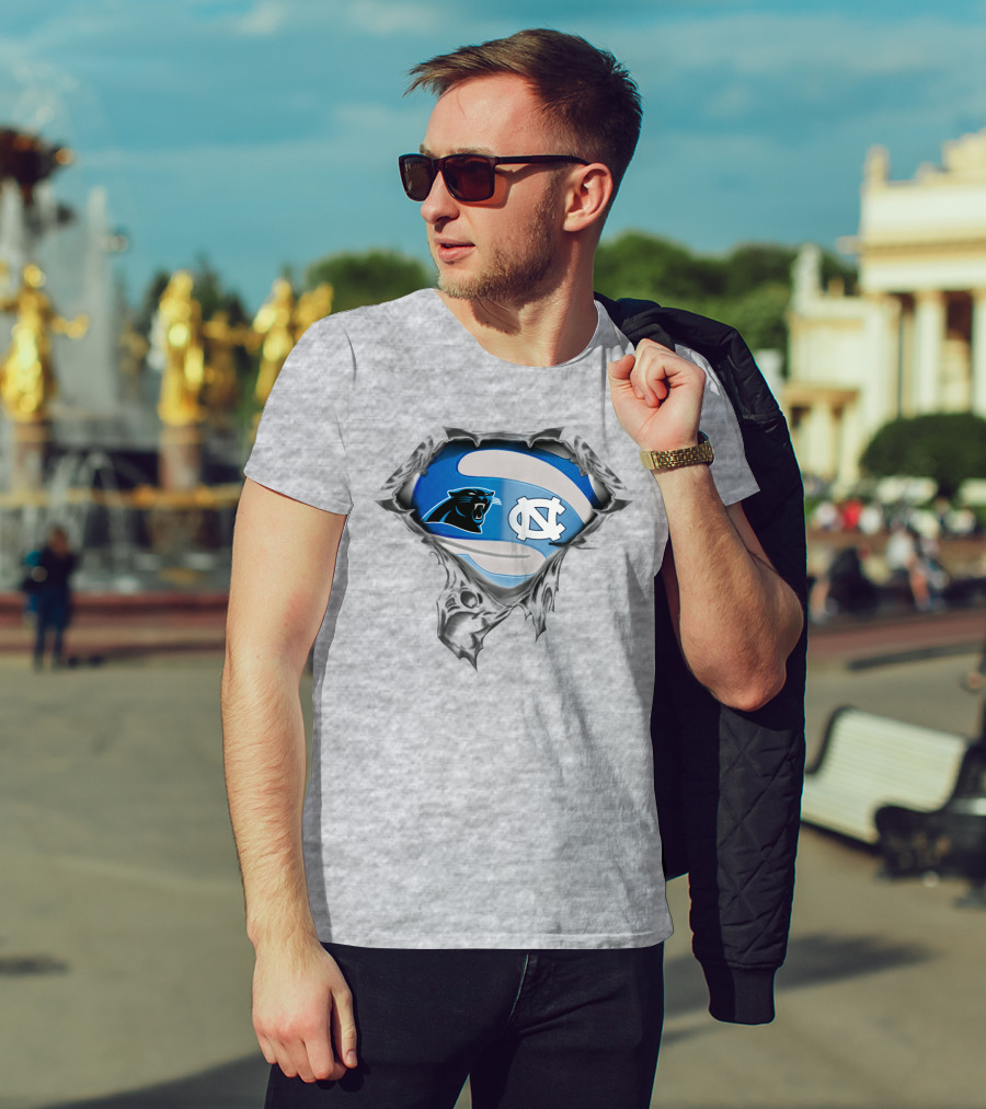 Carolina Panthers Tar Heels Nc Logo Mashup T-Shirt
