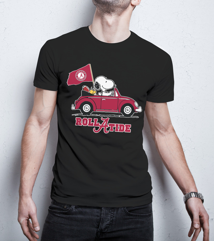 Roll A Tide Alabama Crimson Tide Snoopy Driving T-Shirt