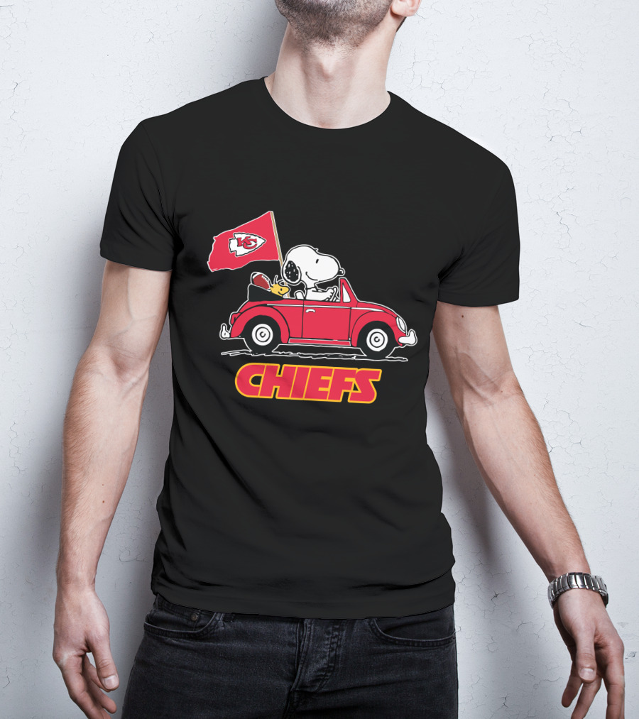 Snoopy Kansas City Chiefs Football Fan Car Ride T-Shirt