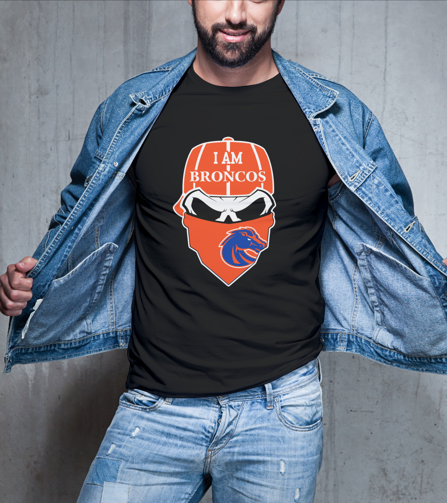 I Am Broncos Boise State Broncos Skull Sports T-Shirt