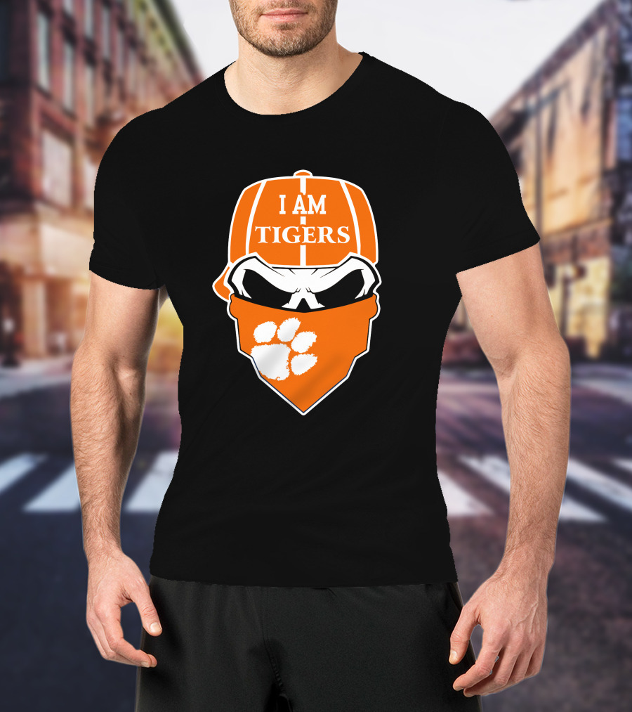 Clemson Tigers I Am Tigers Skull Paw T-Shirt