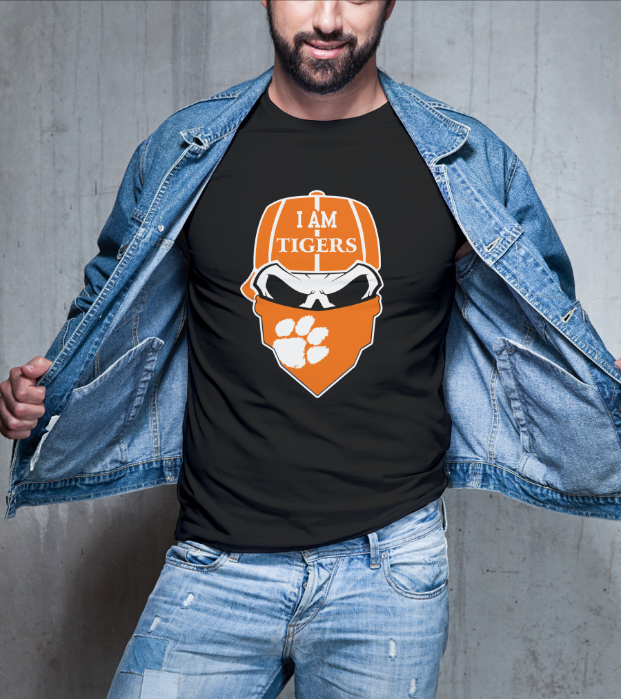 Clemson Tigers I Am Tigers Skull Paw T-Shirt
