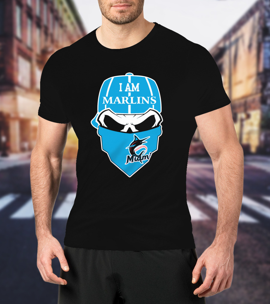 I Am Marlins Miami Marlins Skull T-Shirt