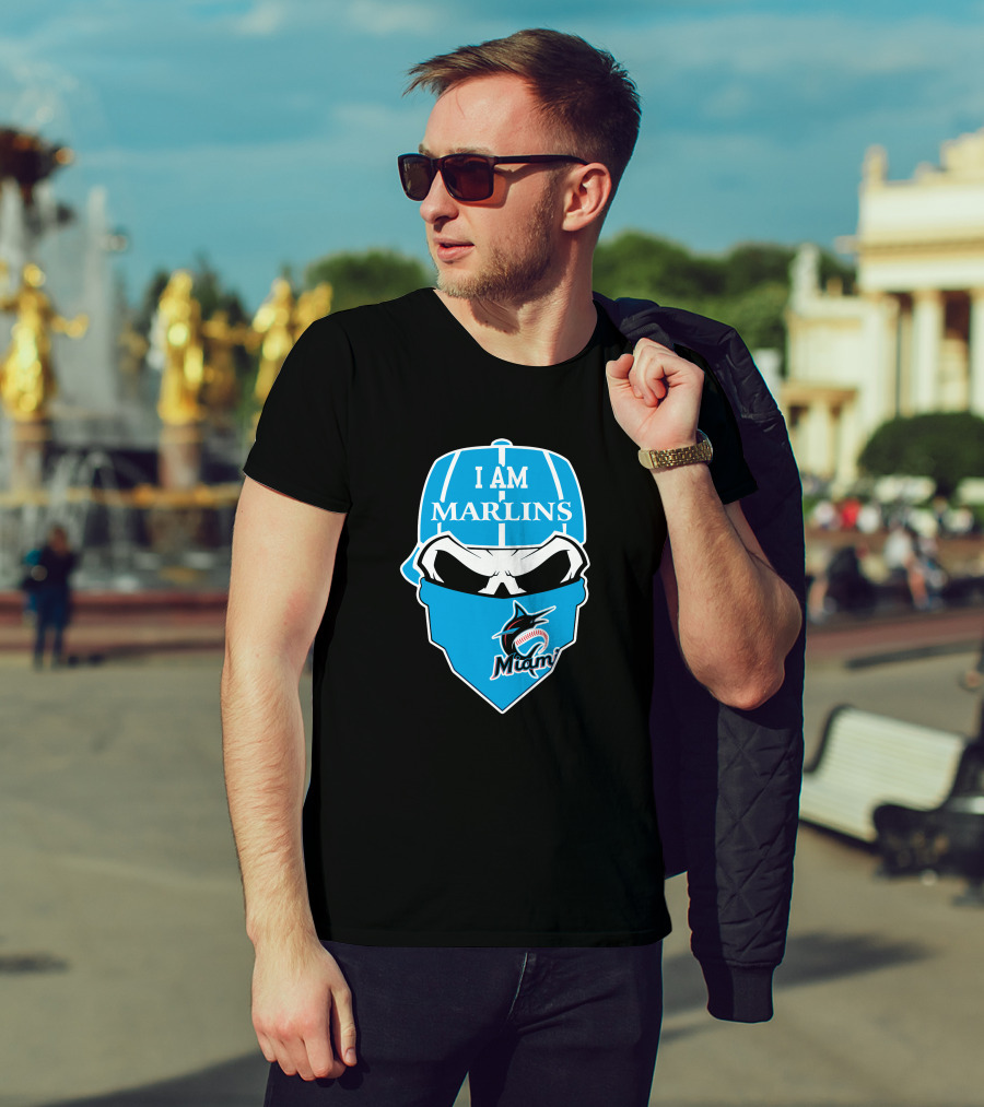 I Am Marlins Miami Marlins Skull T-Shirt