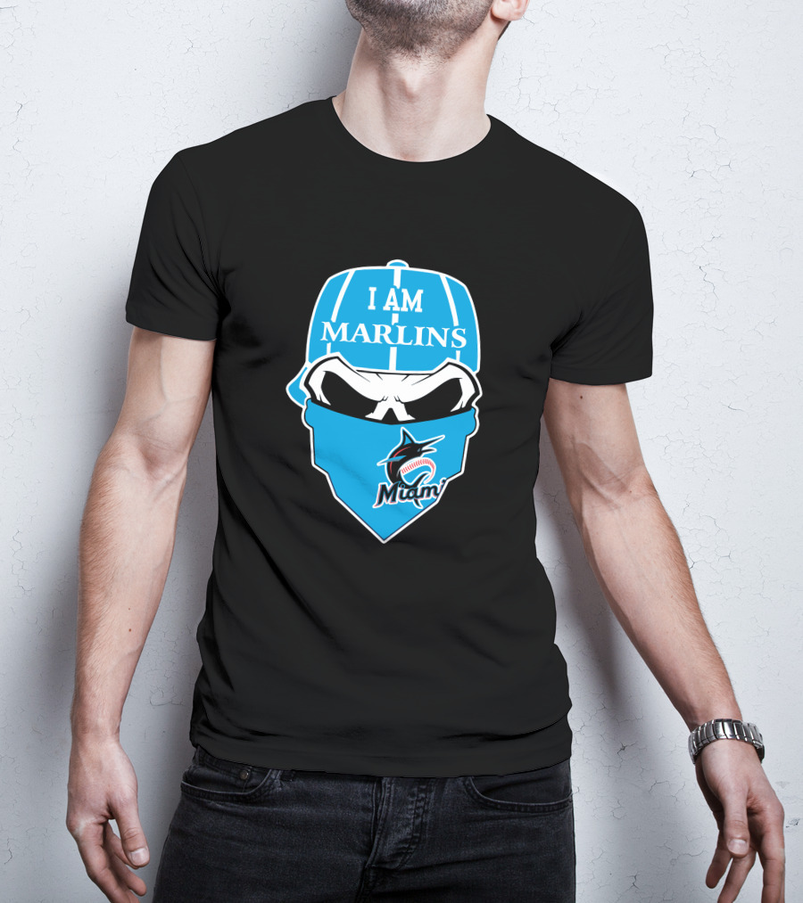 I Am Marlins Miami Marlins Skull T-Shirt