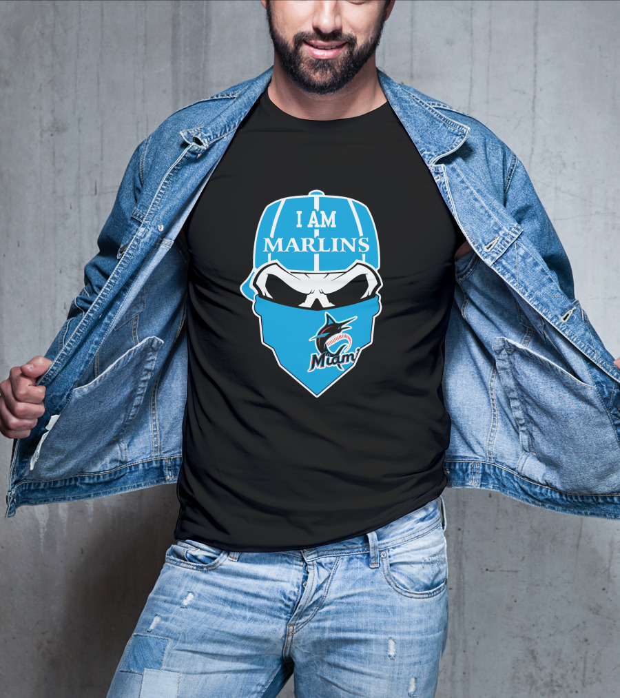 I Am Marlins Miami Marlins Skull T-Shirt