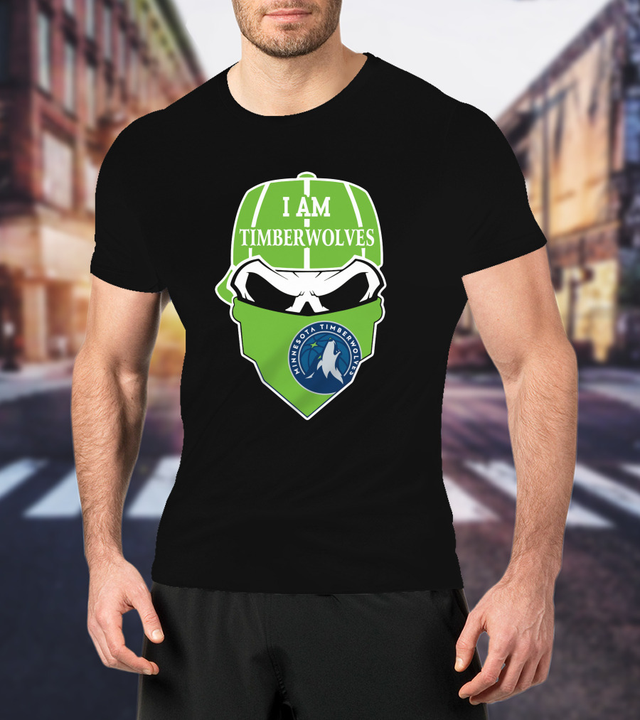 I Am Timberwolves Minnesota Timberwolves Logo Skull T-Shirt