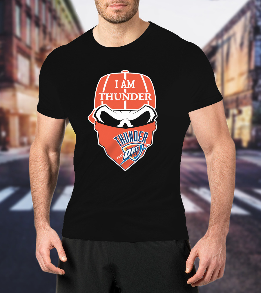 I Am Thunder Okc Thunder Skull T-Shirt