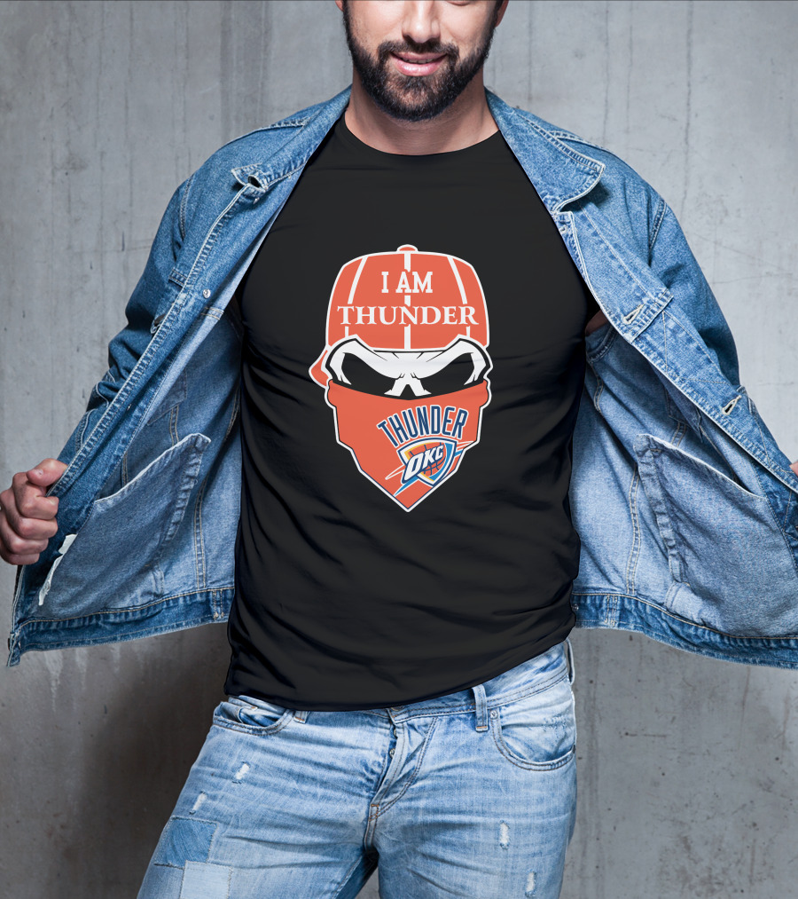 I Am Thunder Okc Thunder Skull T-Shirt