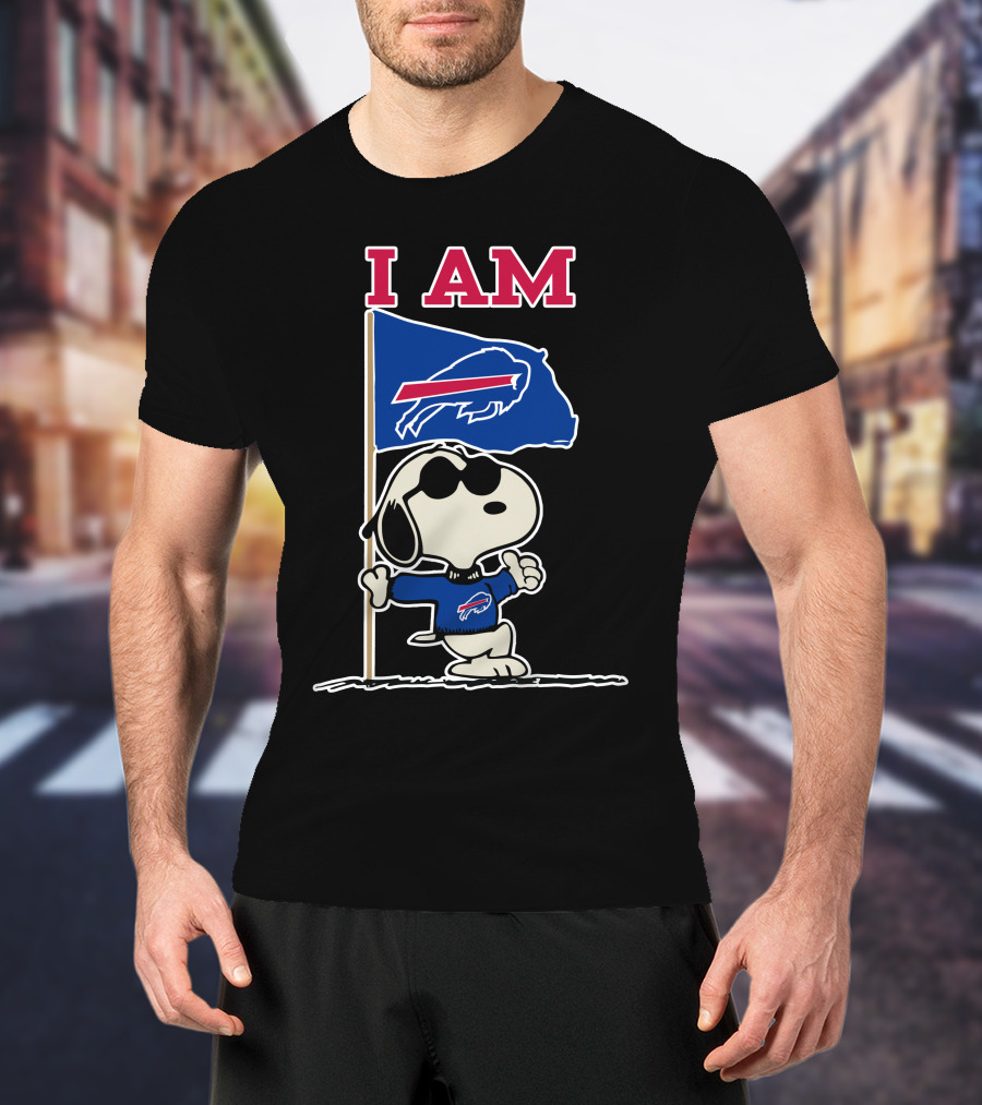 I Am Buffalo Bills Snoopy Flag T-Shirt