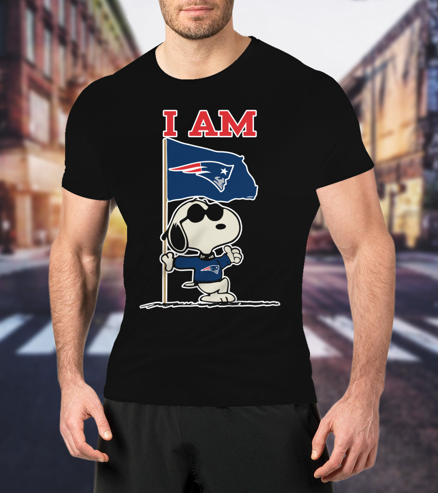 I Am New England Patriots Snoopy Flag T-Shirt