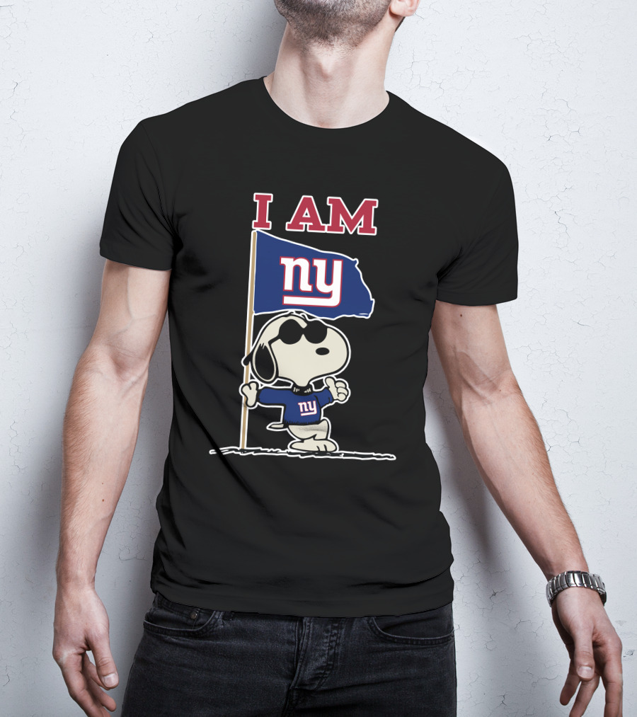 I Am New York Giants Snoopy Flag T-Shirt