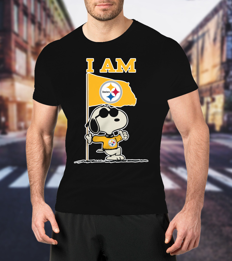 I Am Pittsburgh Steelers Snoopy Flag T-Shirt